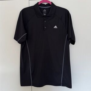 Adidas Men’s Large Black Performance Polo Shirt Golf Tennis Training 100% Poly